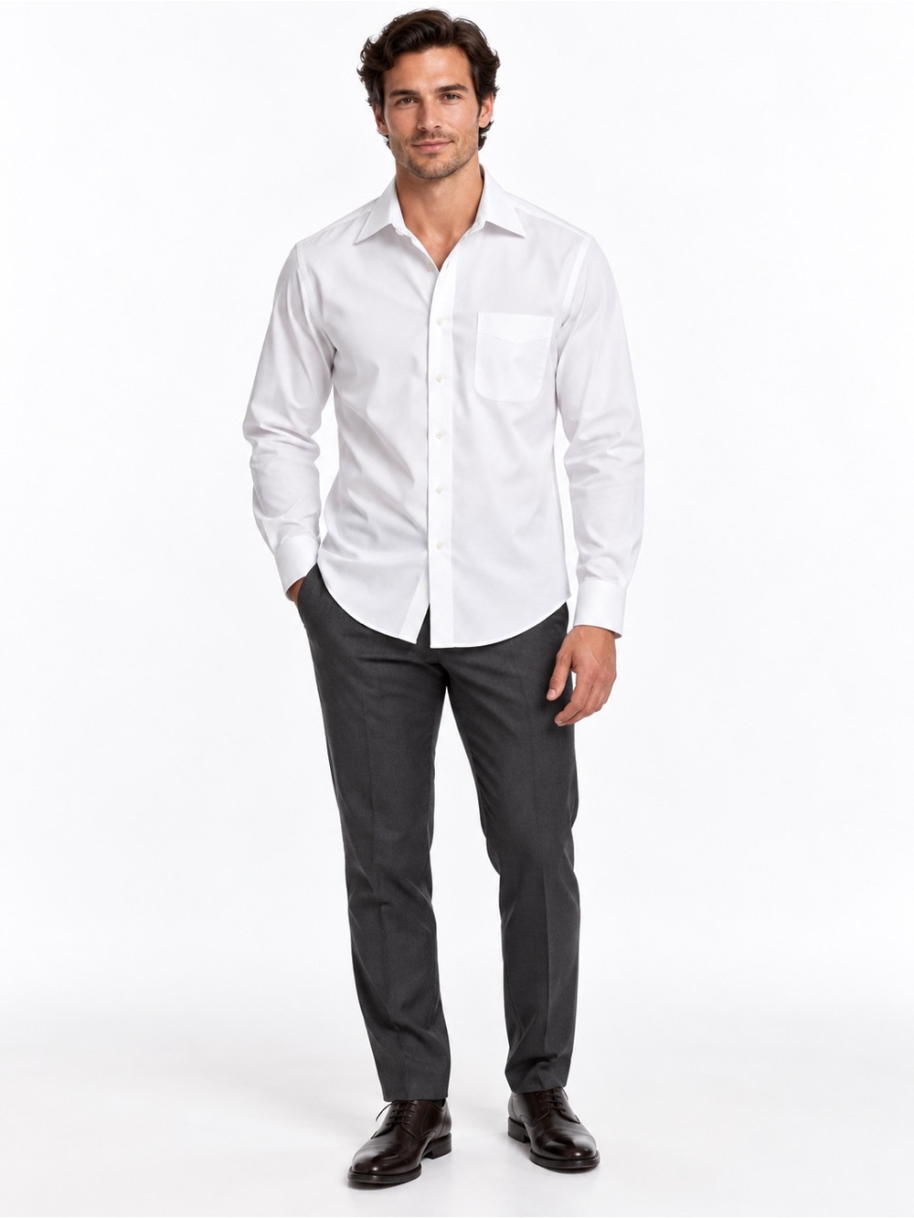Lauren Ralph Lauren White Slim Fit Non-Iron Dress Shirt 15½ 32/33